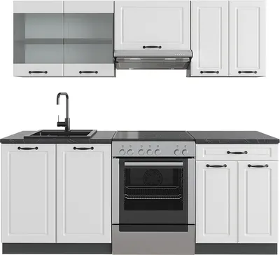 Produktbild von Küchenzeile Vicco R-Line Weiß Landhaus/Anthrazit 200 cm ohne Arbeitsplatte, Model 36660