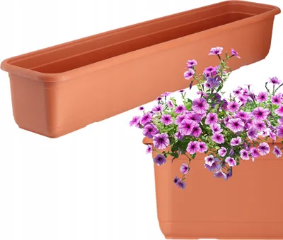Produktbild von KADAX Blumenkasten "Evron", Balkonkasten aus Kunststoff, Blumentopf für Balkon, Fensterbank, Pflanzgefäß, 80 cm, Terracotta