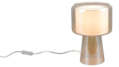 Zdjęcie produktu dla Lampa stołowa, szkło, bursztynowy, brązowawy, włącznik sznurkowy, wys. 29 cm
