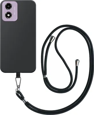 Obrázok produktu pre Vhodné pre telefón Motorola Moto G Play 2024 Puzdro s odnímateľnou čiernou šnúrkou - Flexibilný zadný kryt Puzdro zo silikónu TPU s čiernou šnúrkou - čierne - Smartphonics