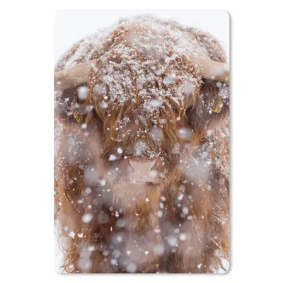 Produktbild von MuchoWow® Mauspad Mousepad Schottischer Highlander - Hörner - Schnee 18x27 cm - Mousepads - Maus Mat - Pad - Mausunterlage