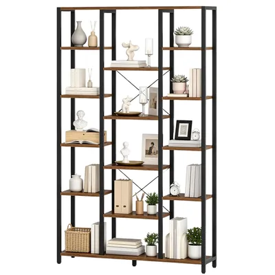 Produktbild von Bücherregal, Standregal mit 6 Ebenen 15 Ablagen | Verstellbare offene Ablagen, für Wohnzimmer, Büro, Schlafzimmer, 30 x 100 x 170 cm