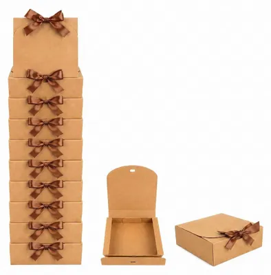 Produktbild von Set mit 12 quadratischen Geschenkboxen mit Schleife, 24 cm