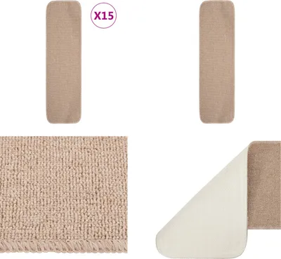 Produktbild von vidaXL Antirutsch Stufenmatten 15 Stk. 75x20 cm Beige Rechteckig - Stufenmatte - Stufenmatten - Antirutsch Stufenmatte - Antirutsch Stufenmatten