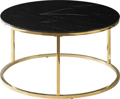 Zdjęcie produktu dla Ława SABINE 80x80 czarny marmur/złota
