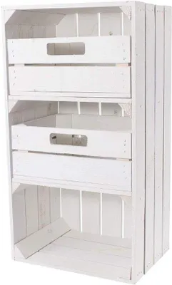 Produktbild von Famanu Vintage Schublade mit Regalen - Weiß geflammt - 68 x 40 x 31 cm