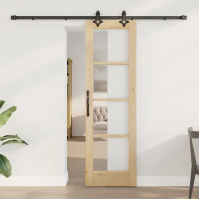 Produktbild von Möbel Schiebetür mit Beschlagsatz 61x198.5 cm Massivholz Kiefer - Haustüren Neu202512708