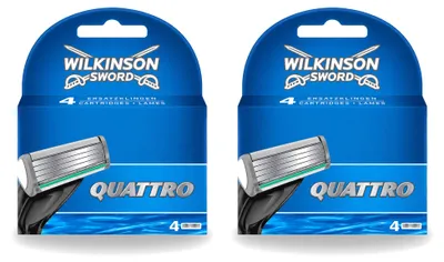 Productafbeelding van 2 x Wilkinson Quattro vervangende mesjes met precisietrimmer - voordelingspakket - 2 stuks