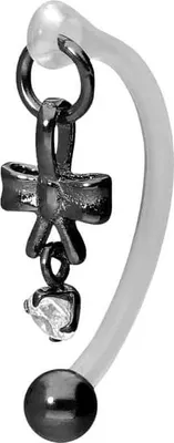 Produktbild von Bauchnabelpiercing PMFK Bananabell mit Chirurgenstahl-Design SCHLEIFE + KRISTALL