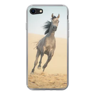 Produktbild von MuchoWow® Handyhülle Schutzhülle Hülle für iPhone SE 2020 Pferd - Sand - Wüste Silikon Softcase Handy Hülle - Kartenbesitzer