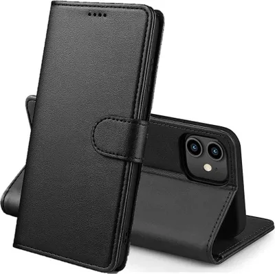 Produktbild von Hülle für iPhone 11 - Schwarze Brieftasche Klappe Magnetisiert Aufbewahrung Karten Handyhülle Phonillico®