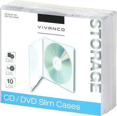 Produktbild von ViVanco™31696, Schmales Gehäuse, 1 Disks, Transparent, Staubresistent, Kratzresistent, 124 mm, 142 mm