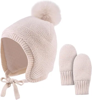 Zdjęcie produktu dla Czapka dla niemowląt z uszami, polar, pompon, dla chłopców i dziewczynek, utrzymuje dziecko w cieple