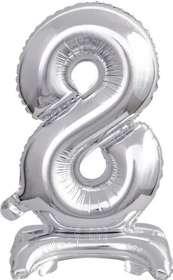 Produktbild von Folienballon Zahl 8 silber stehend