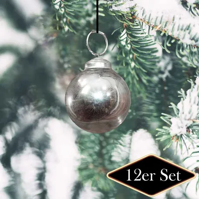 Produktbild von Christbaumkugeln, glanz, Silber, klein, Weihnachten, 12er Set