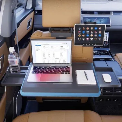 Immagine prodotto di Scrivania regolabile per laptop da sedile posteriore con vano portaoggetti