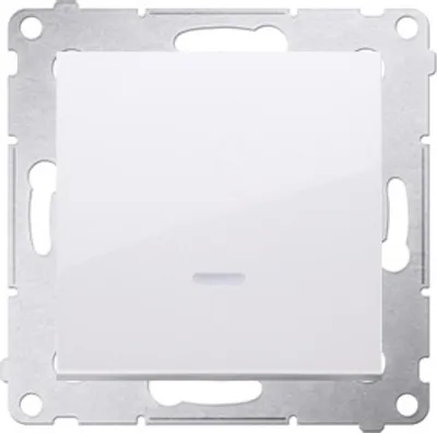 Produktbild von Schalter (Modul) mit LED (blaue Linse) weiß glänzend Kontakt Simon 54 Premium DW1AL.01/11