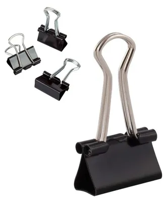 Produktbild von Foldbackklemme Büroklammer Papierklammer - Metall - Schwarz - 12 Stück 19 mm - Für Notizen und Briefpapier