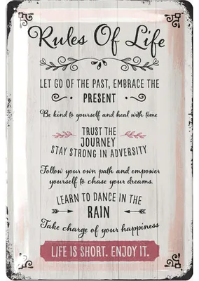 Produktbild von Retro Blechschild – REGELN DES LEBENS Familienregeln Schild, Geschenke für Jugendweihe, Do More of What Makes You Happy – 20x30cm