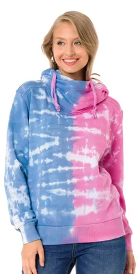 Produktbild von WL341 Damen Kapuzensweatshirt im zweifarbigen Batik-Look