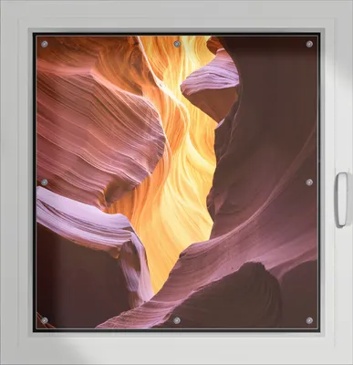 Produktbild von Wallario Lichtschutzbild, Dekorativer Sichtschutz Sonnenschutz 96 x 93 cm mit Motiv: Schlucht aus Sandstein in Arizona  Antelope Canyon - Verdunklung ohne Bohren