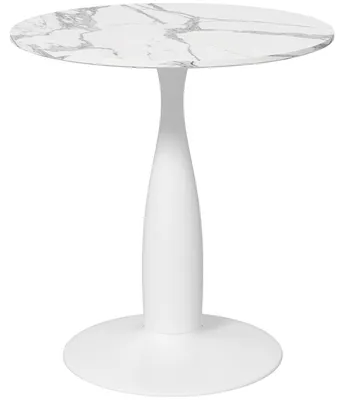 Produktbild von Runder Esstisch Pulverbeschichteter Stahl MDF Melamin Rutschfest 70x74 cm Weiß