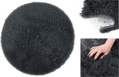 Zdjęcie produktu dla Dywan shaggy antypoślizgowy KARVAG okrągły 120 c. szary AmeliaHome