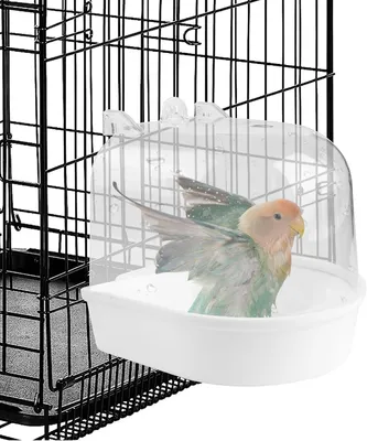 Produktbild von Multifunktionales Hänge-Vogelbad: Vogelkäfig-Badehaus, Vogelbad, Vogeltränke, Käfig-Schale, Zubehör für Wellensittiche, Sittiche,