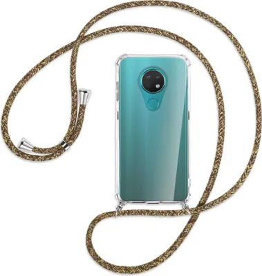 Produktbild von Handykette Backcover-Schutzhülle mit Band (Metall silberfarben) für Nokia 6.2 / 7.2 - braun+beige