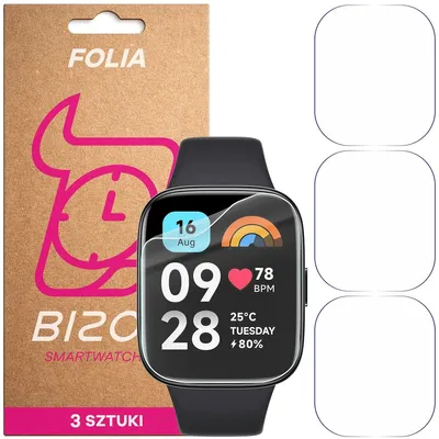 Produktbild von 3x Schutzfolie für den Bildschirm für Xiaomi Redmi Watch 3 Active, Bizon Watch HydroFlex