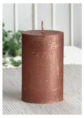 Produktbild von Rustikale Stumpenkerze, 8 x 5 cm Ø, Kupfer-metallic
