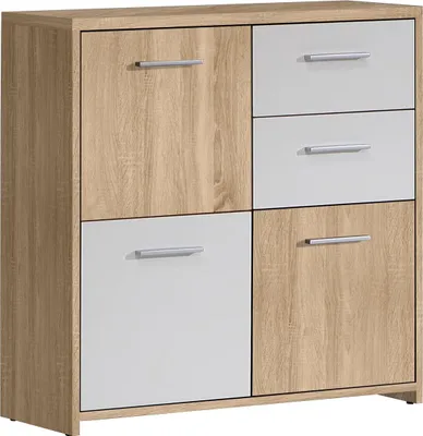 Image de Kommode >Odessa< in Sonoma-Eiche Weiß - 77.2x77.5x29.6cm (BxHxT)