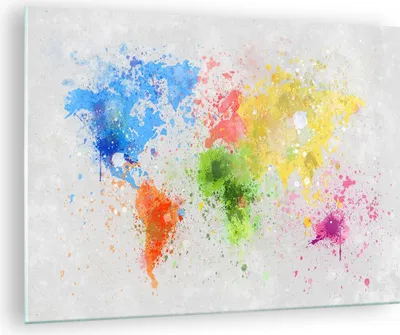 Produktbild von Bilder auf glas - Karte Welt modern - 70x50cm - Glasbilder - Wandbilder - Kunstdruck - zum Aufhängen bereit - Wanddekoration aus Glas - Glas Bilder - Wandbild auf Glas - Einteilig - GAA70x50-3559