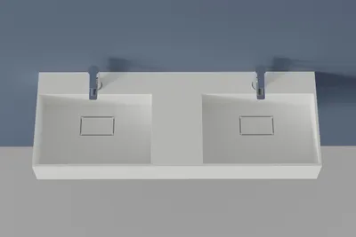 Produktbild von Doppelwandwaschbecken TWG231 - Weiß Matt - Mineralguss - Breite wählbar, Waschbeckenbreite:122 cm