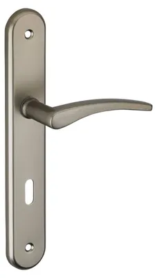 Image de Ensemble de poignées pour porte de chambre Vesta trou de clé, carré 7mm, entr'axes 195mm, nickelé satiné - THIRARD