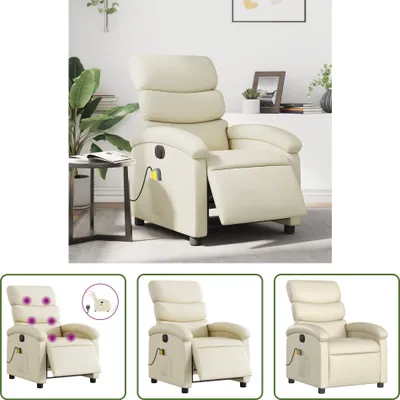 Produktbild von The Living Store Massagesessel Elektrisch Creme Kunstleder