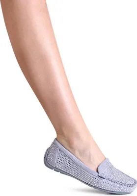 Produktbild von topschuhe24 2984 Damen Glitzer Mokassins Komfort Slipper , Farbe:Hellblau, Größe:40 EU