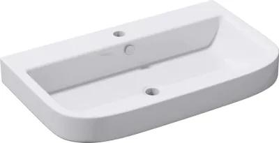 Immagine prodotto di doporro Lavabo da Appoggio in Vetroceramica Bianco Lucido, Lavandino Bagno Moderno con Foro Rubinetto e Rivestimento Nano 81x49x18 cm Brš¹ssel5021
