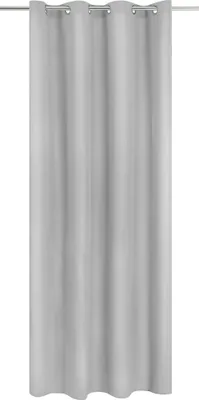 A light gray curtain hanging from a rod.