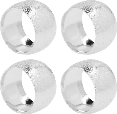 Produktbild von QUVIO Serviettenringe - 4 Stück - Silber - Tischzubehör - Tischdekoration - Serviettenhalter - 4 x 4 x 3 cm