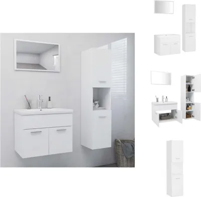 Obrázek produktu pro vidaXL Koupelnový nábytek set bílý materiál na bázi dřeva - Koupelnové nábytkové sety