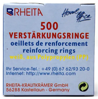 Produktbild von Rheita Lochverstärkungsringe, selbstklebend, 500 Stück in Dispenser