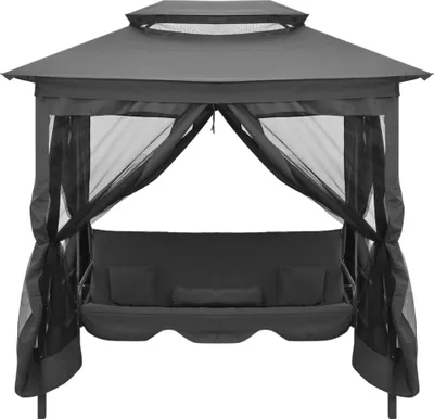 Obrázok produktu pre vidaXL Záhradná hojdačka s funkciou postele a strechou 220 × 160 × 240 cm Oceľ