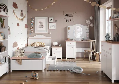Image de MINIO go for it, table de nuit LUNA 7 avec tiroir Blanc / Rose