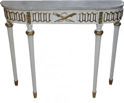 Produktbild von Casa Padrino Barock Konsolentisch mit Marmorplatte, Weiss/Gold 112 cm - Antik Stil Wandtisch
