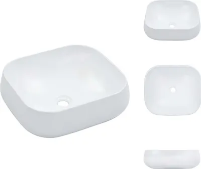 Produktbild von vidaXL Waschbecken 44,5 x 39,5 x 14,5 cm Keramik Weiß -  Badezimmer-Waschbecken