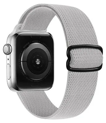 Produktbild von By Qubix Solo Loop Nylonarmband - Grau - Geeignet für Apple Watch 44 mm / 45 mm / 46 mm / 49 mm