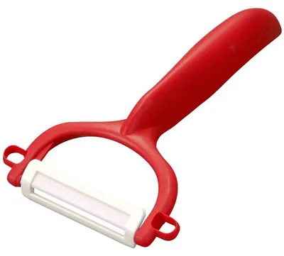 Obrázok produktu pre Kyocera, odstraňovač šupiek, červený | dvojitá čepeľ: 4 cm | extra ostrý odstraňovač šupiek