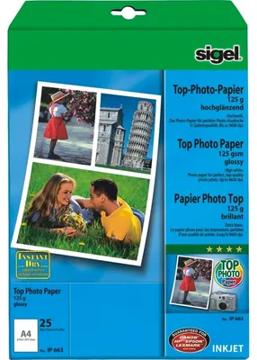 Produktbild von SIGEL IP663 Inkjet Fotopapier Top, hochglänzend, 125 g/m², A4, 25 Blatt
