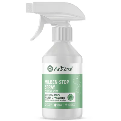 Produktbild von AniForte Milben-STOP Spray für Hunde & Katzen 250 ml - Antimilbenspray zur effektiven Abwehr von Parasiten, Milben-STOP, Milbenschutz bei Milbenbefall